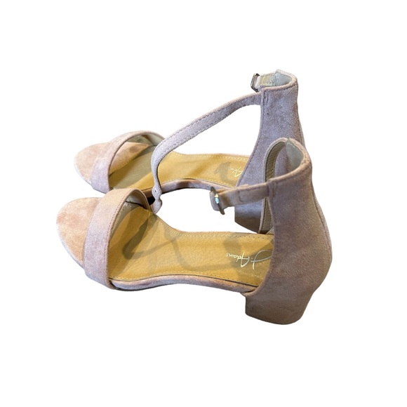 J. Adams Shoes - New Mimi by J Adams blush suede open toe ankle strap sandal trendy kitten heel